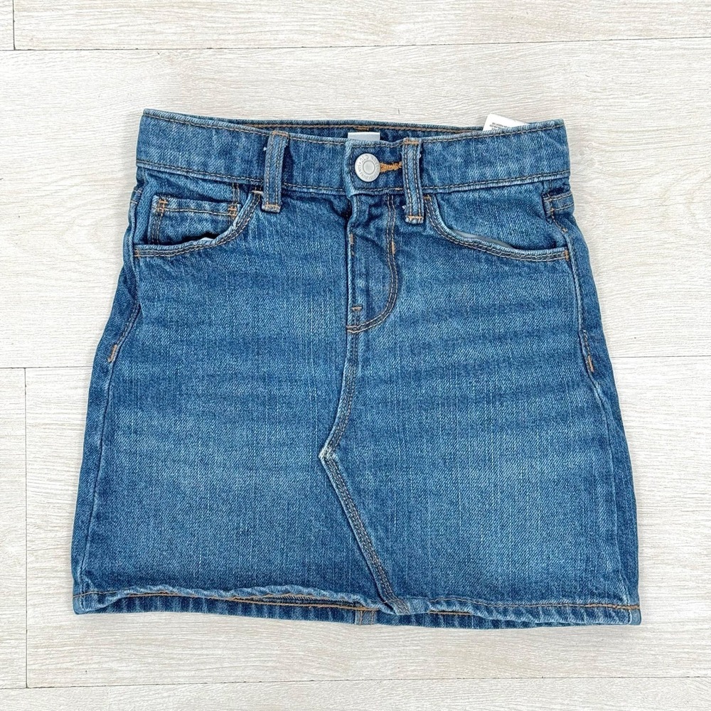 Old Navy‎ Denim Mini Skirt Girls 5T Blue Adjustable Waist Classic Casual Jean